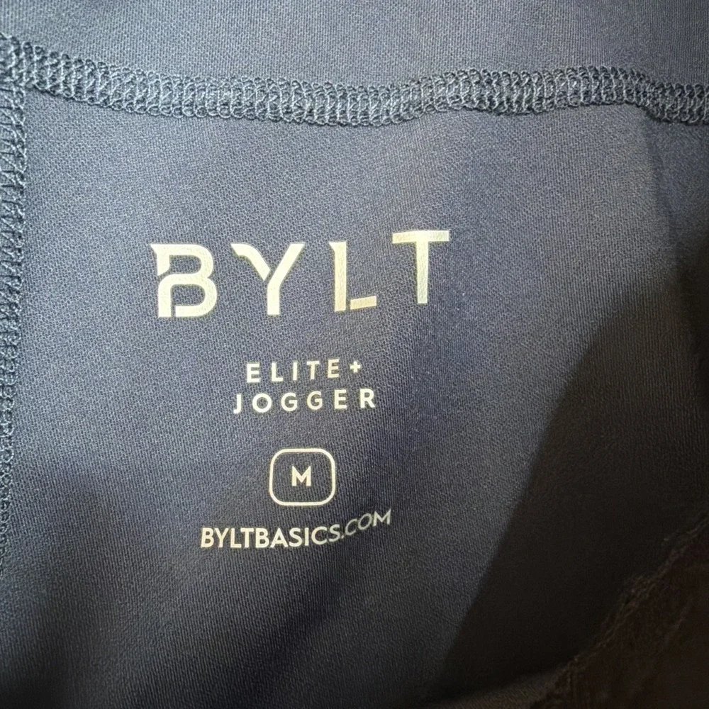 Bylt Pants Mens M Navy Blue Elite Joggers Drawstring Stretch Taper Performance
